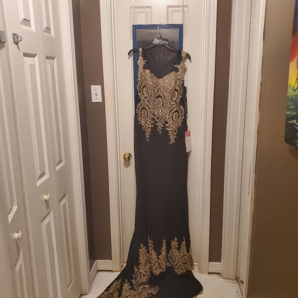 Black and Gold Ball Dress